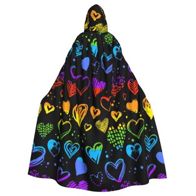 Juiimr Pride Month LGBTQ Gay Pride Ally Pattern Long Hooded Cape Cloak For Halloween Carnival Theme Party Cosplay Costume Decor