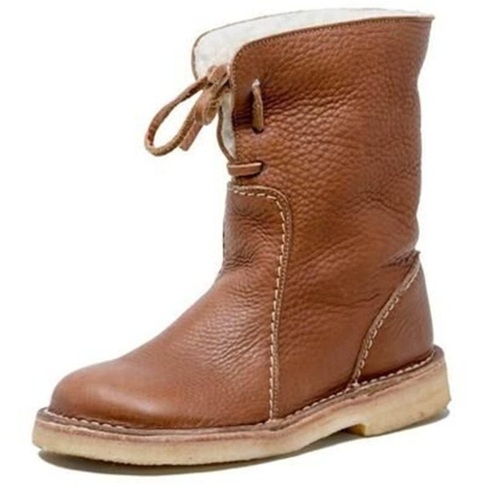 Ladmiple Boots For Women Cowgirl Womens Casual Slip-on Warm Loafers Shoes Faux Fur-Lined Comfortable Lightweight Winter Snow Ankle Boots Outdoor Walking Shoes