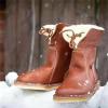 Ladmiple Boots For Women Cowgirl Womens Casual Slip-on Warm Loafers Shoes Faux Fur-Lined Comfortable Lightweight Winter Snow Ankle Boots Outdoor Walking Shoes view 2