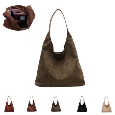 YWeiLiangSan Slouchy Hobo Bags, Crossbody Purse Top-Handle College Tote Handbag, Women Suede Crescent Satchels Shoulder Bag (Green,One Size)