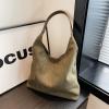 YWeiLiangSan Slouchy Hobo Bags, Crossbody Purse Top-Handle College Tote Handbag, Women Suede Crescent Satchels Shoulder Bag (Green,One Size) view 4