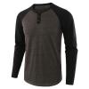 Mens Henley Long Sleeve Raglan T-Shirt Fashion Button Cotton Fall Shirt Casual Lightweight Crew Neck Shirts (Small,Brown 2) view 1