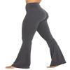 Sunzel Flare Leggings, Crossover Yoga Pants with Tummy Control, High Waisted and Wide Leg, No Front Seam Grey Large 28" Inseam view 1