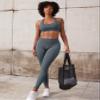 YEOREO SoftHue Hidden Scrunch Butt Workout Leggings for Women Lifting Seamless Mid Low Waist 25" Gym Fitness Yoga Pants with Tummy Control Stormy Grey-S view 2