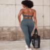 YEOREO SoftHue Hidden Scrunch Butt Workout Leggings for Women Lifting Seamless Mid Low Waist 25" Gym Fitness Yoga Pants with Tummy Control Stormy Grey-S view 3