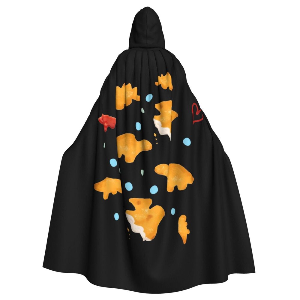 Juiimr Cute Dinosaur Chicken Nuggets Pattern Long Hooded Cape Cloak For Halloween Carnival Theme Party Cosplay Costume Decor