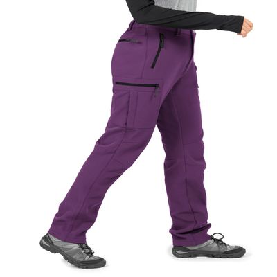Wespornow Women's-Fleece-Lined-Hiking-Pants Snow-Ski-Pants Water-Resistance-Outdoor-Softshell-Insulated-Pants for Winter (Grape, X-Small)
