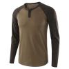 Mens Henley Long Sleeve Raglan T-Shirt Fashion Button Cotton Fall Shirt Casual Lightweight Crew Neck Shirts (X-Large,Army Green) view 1