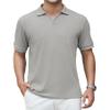 Alex Vando Men's Knit Polo Shirts V Neck Casual Short Sleeve Regular Fit Jacquard Golf Polo Shirts for Men,Grey,S view 1