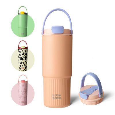 BOTTLE BOTTLE Insulated Water Bottle with Straw and Handle Stainless Steel Water Bottles for Car Sports Home Office and School 26oz Leak Proof(Peach)
