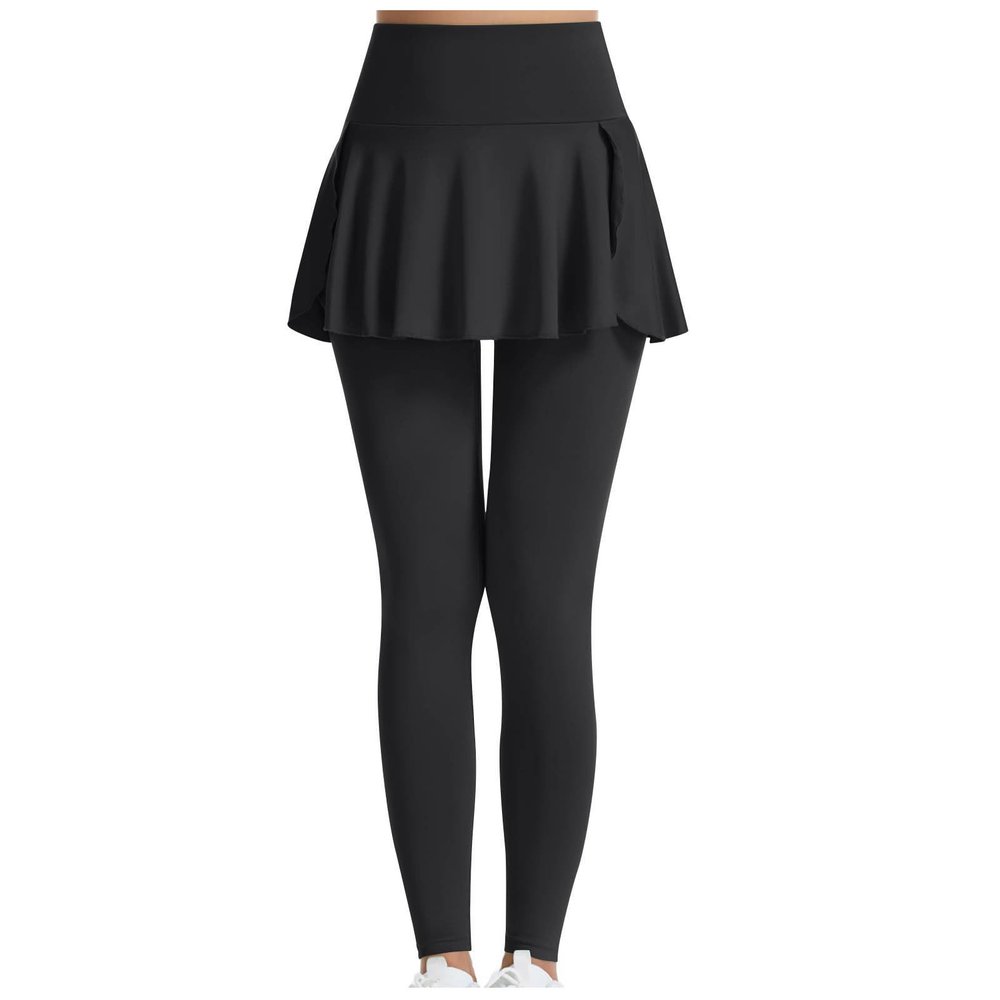 Skirted Legging for Women Slim Fit Solid Color Butt Lifting Yoga Pants Breathable Elastic Trendy Casual Sports Pant