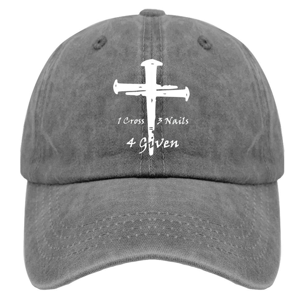 1 Cross 3 Nails 4 Given Hat Men Cute Jesus Christian Cycling Cap for Men Pigment Gray Ball Caps Trendy Unique Gifts for Dance Teacher