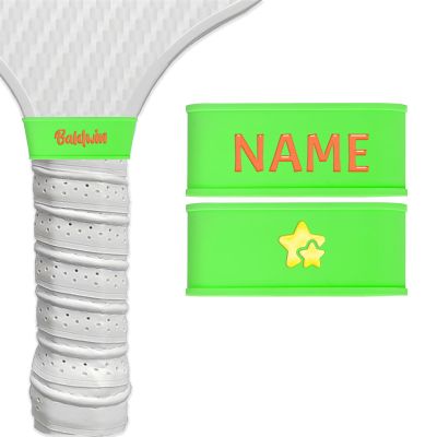 2 Pcs Personalized Pickleball Paddle Grip Name Bands, Silicone Ring Grip Bands for Secures Pickleball Grip Tape, Custom Pickleball Accessories Gifts for Pickleball Lovers, Never Lose Your Paddle Again