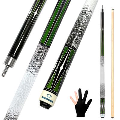 HomeSeason Pool Cue Stick 58" Billiard Cue Sticks 3D Printed Grip Professional Low Deflection Pool Sticks Maple Wood Pool Sticks 13mm Tip