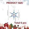 GOMAKERER 6 Pcs Snowflake Iron and Glass Pendant, Crystal Rhinestone Shiny Snowflake Hangers Christmas Tree Ornaments for Xmas Holiday Winter Home and Party Decor 3inch(7.7cm) Royal Blue view 2