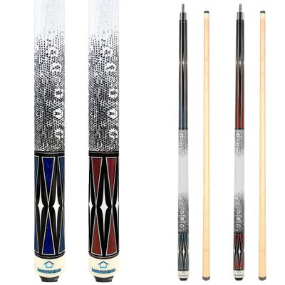 HomeSeason Set of 2 Pool Cue Stick 58" Billiard Cue Sticks 3D Printed Grip Professional Low Deflection Pool Sticks Maple Wood Pool Sticks 18//21oz 13mm Tip