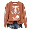 Skeleton Halloween Maternity Sweatshirt Oversized Funny Heart Pumpkin Baby Crew Neck Pullover Tops Xray Sweaters view 1