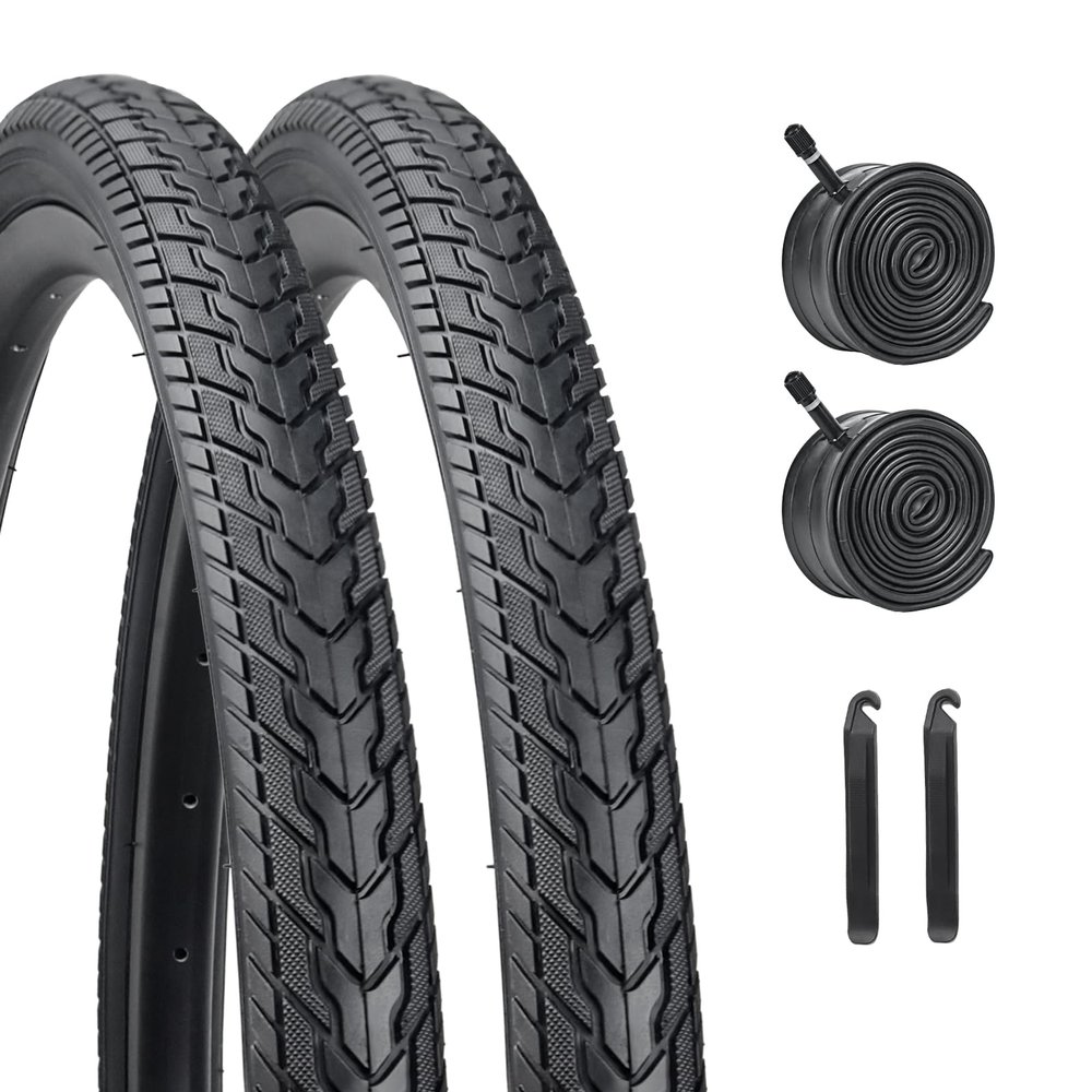 26X1.75 Bicycle Tire Replacement Kits 2 Pack, HUIOK 26 Inch Bike Tires Folding Bike Tires Replacement with 2 Tubes and 2 Levers Suitable for Bicycle Tires 26x1.75 26x1.95 26x2.0