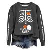 Skeleton Halloween Maternity Sweatshirt Oversized Funny Heart Pumpkin Baby Crew Neck Pullover Tops Xray Sweaters view 1