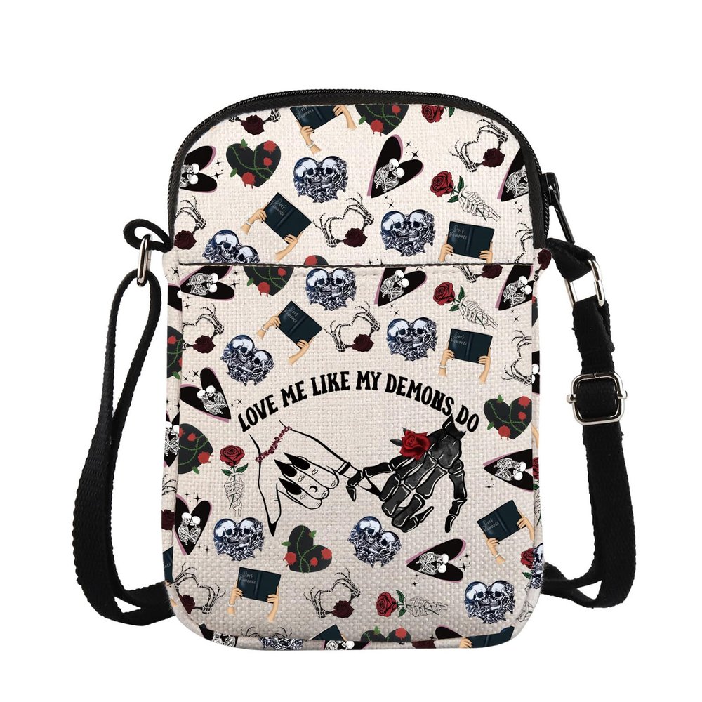 DemonDoCrossB Enemies To Lovers Crossbody Purse Bag Gothic Lovers Messenger Bag Gothic Valentine Wedding Gift Skull Hands