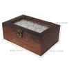 AOKWAWALIY Wooden Jewelry Box with Glass Lid Metal Clasp, Retro Jewelry Display Case Wood Storage Keepsakes Box for Collectibles Home Organization Box view 3