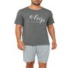 EISHOPEER Couple Matching Pajamas Sets Modal Pjs Short Sleeve Tops and Printed Short for Mens Dark Grey & Stripe XX-Large view 1