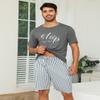EISHOPEER Couple Matching Pajamas Sets Modal Pjs Short Sleeve Tops and Printed Short for Mens Dark Grey & Stripe XX-Large view 3