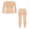 YEAHDOR Kids Boys Girls Thermal Underwear Long Sleeve Fleece-Lined Top with Leggings Set Base Layer Outfits B Nude 13-14 Years view 2