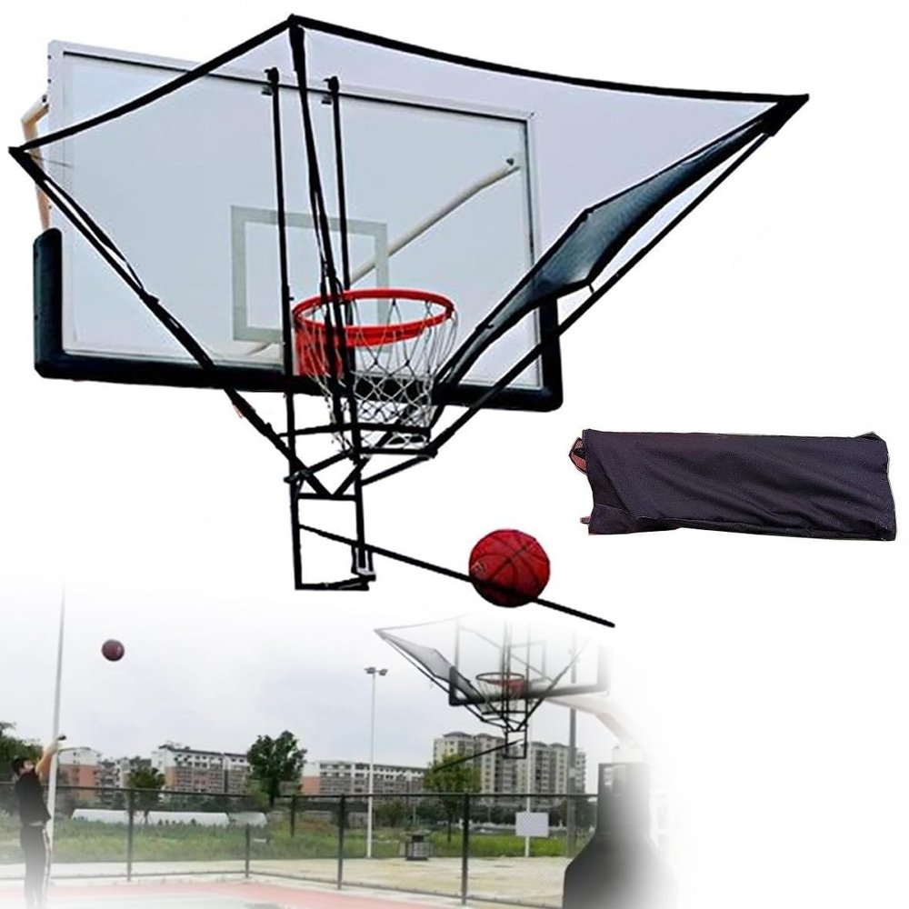 ELUKHT Iron Hang Basketball Rebounder Net Return Attachment, 180 Rotating Basketball Rebounder Net Return System