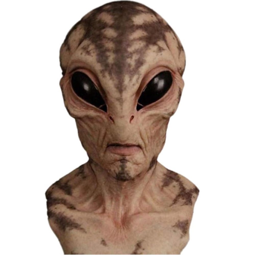 GpahrrDnij Realistic Mask Alien 3D Halloween Full Head Masks Novelty Costume Party Latex Head Mask Props Alien Decoration (C1)