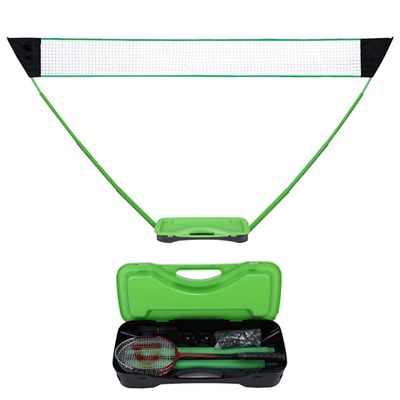 ELUKHT Complete Badminton Sets, Portable Badminton Net Set with 2 Badminton Rackets 2 Shuttlecocks, Folding Volleyball Tennis Net System for Outdoors Courtyard (Green)