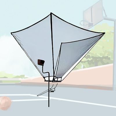 Basketball Hoop Outdoor Net Catcher Return System, 180 Rotatable Basketball Rebounder for Court Inside Training Camp, Shooting Practice Attachment Easy to Set Up