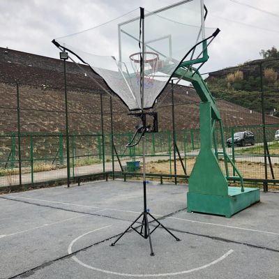 ELUKHT Basketball Hoop Metal Ball Return Attachment, 180 Rotating Basketball Rebounder Net for Youth Adults, Gym Home Yard Shot Trainer for Shot Training Efficiency