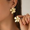 Gold Statement Earrings for Women Chunky Gold Flower Earrings for Women Ginkgo Leaf Earrings Exaggerated Floral Big Shell Earrings Boho Metal Sectored Earrings Birthday Jewelry (Gold G) view 2