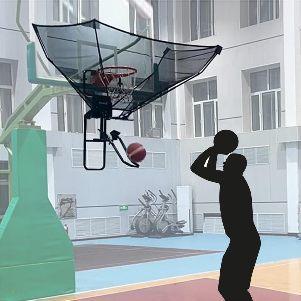 ELUKHT Basketball Shooting Machine Metal Basketball Rebounder Attachment, Sport Basketball Return System for Hoop Rim