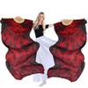 TRIMODI 1 Pair(Left+Right) Women Hand Made Real Silk Belly Dance Fan Veils, Giadient Color Length 180cm Width 90cm (Black red tie Dyed) view 1