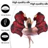 TRIMODI 1 Pair(Left+Right) Women Hand Made Real Silk Belly Dance Fan Veils, Giadient Color Length 180cm Width 90cm (Black red tie Dyed) view 4