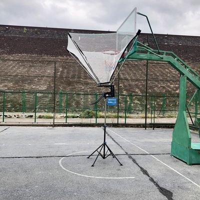 ELUKHT Freestanding Basketball Hoop Metal Ball Return Attachment, 180 Rotating Shot Trainer for Teens Youth Adults, Gym Home Yard Basketball Rebounder Net