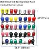 AErosx Wall Mount 5 Tier Boxing Glove Storage Rack, Sturdy Metal Steel Display Stand for Gloves, Boxing Glove Drye and Organizer for Gym Garage, Holds 20 Pairs of Gloves (66.5x68 inch) view 2