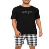 EISHOPEER Mens Pajamas Sets Short Sleeve Loungewear Set Modal Sleepwear with Shorts Black Plaid XX-Large