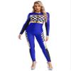 Lejafay Womens Adult Sexy Racer Costume Race Car Driver Jumpsuit Star Your Engines Halloween Costume Royal Blue 3X-Large view 1