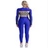 Lejafay Womens Adult Sexy Racer Costume Race Car Driver Jumpsuit Star Your Engines Halloween Costume Royal Blue 3X-Large view 2
