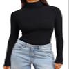 Trendy Queen Women's Turtleneck Long Sleeve Shirts Spring Fashion BasicThermal Underwear Tops Winter Clothes 2026 Black XXL view 1