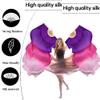TRIMODI 1 Pair(Left+Right) Women Hand Made Real Silk Belly Dance Fan Veils, Giadient Color Length 180cm Width 90cm (Purple Rose Pink) view 4