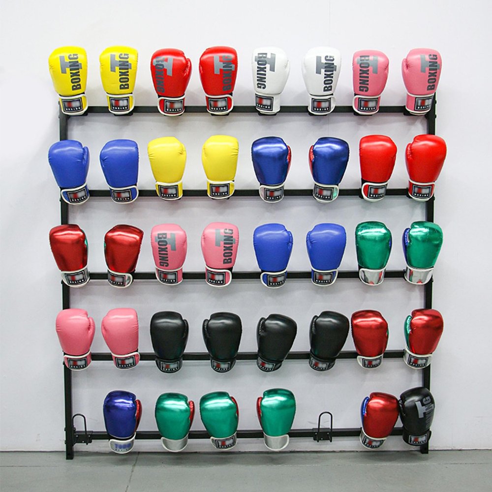 AErosx Wall Mounted Boxing Glove Organizer, Sturdy Metal Steel 5 Tier Glove Hanging Rack Boxing Glove Dryer Display Stand for Gym Training Facility, Holds 20 Pairs of Gloves