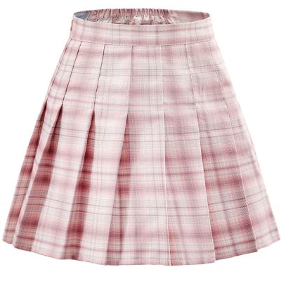 Laimi Duo Girls's Pleated Skirts high Waist mini Tennis Skater Skirt Pink Plaid Athletic Golf Skort Lightweight Skorts for Girls Size 2