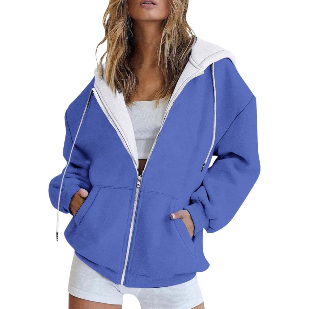 Lolvmvchi Of Today Prime,Cute Clothes,Fall Outfits For Women 2024,Women'S Zipper Fashion Gradient Printing Casual Pocket Long Sleeve Jacket Cute Drawstring Hoodie (C, S)