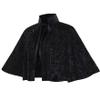 Ckuakiwu Black Cloak for Women, Short Velvet Medieval Shawl with Tie Strap, Gothic Witch Cape for Halloween Cosplay view 2