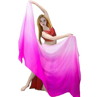 TRIMODI 2.5x1.14m/98"x45" Women's Real Silk Belly Dance Veils and Hand Scarves Fire Flame Colors (Rose Pink)