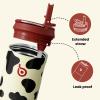 BOTTLE BOTTLE Insulated Water Bottle 24oz with Straw Lid and Handle for Sports Travel Gym Stainless Steel Water Bottles Double-Wall Vacuum Metal Leak Proof BPA-Free (Cow) view 3